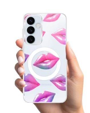 Etui do Samsung Galaxy A55 5G z MagSafe przeźroczyste, silikonowe Flexi, hologramowe usta