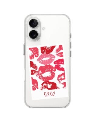Etui do iPhone 16 przeźroczyste, pocałunki, polaroid