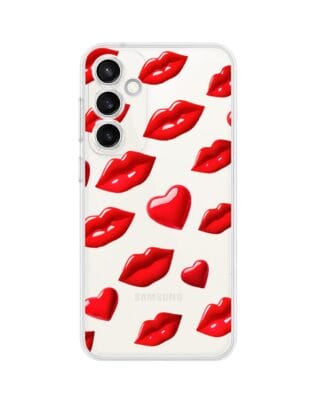 Etui do Samsung Galaxy S23 FE 5G przeźroczyste, silikonowe Flexi, czerwone usta