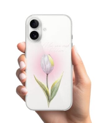 Etui do iPhone 16 przeźroczyste, silikonowe Flexi, kwiaty, tulipan