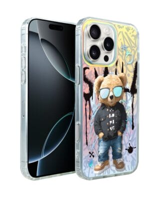 Etui do iPhone 16 Pro Max IBIZU California Sunset z MagSafe, zmieniające kolor, Graffiti Boy, artystyczny miś