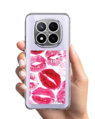 Etui do Xiaomi Redmi Note 14 4G przeźroczyste, silikonowe Flexi, pocałunki z napisem „love”