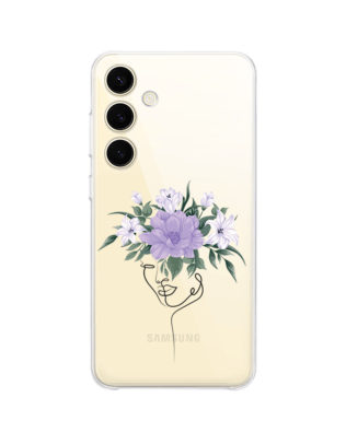 Etui do Samsung Galaxy S25 Plus przeźroczyste, silikonowe Flexi, kobieta z kwiatami