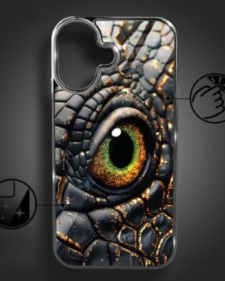 Etui do iPhone 16 IBIZU Elite Glass z MagSafe, szklany tył, amber dragon, czarny chrom