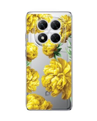 Etui do Xiaomi POCO X7 przeźroczyste, silikonowe Flexi, żółte piwonie