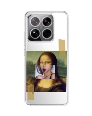 Etui do Xiaomi 14 przeźroczyste, silikonowe Flexi, Mona Lisa z lizakiem