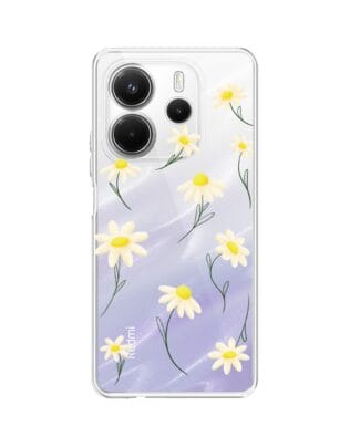 Etui do Xiaomi Redmi Note 14 4G przeźroczyste, silikonowe Flexi, stokrotki