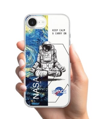 Etui do iPhone 16e przeźroczyste, silikonowe Flexi, Keep Calm in Cosmos