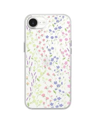 Etui do iPhone 16e przeźroczyste, silikonowe Flexi, kwiaty polne