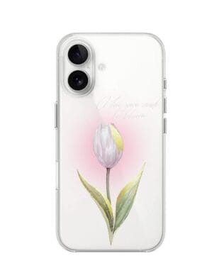 Etui do iPhone 16 przeźroczyste, silikonowe Flexi, kwiaty, tulipan