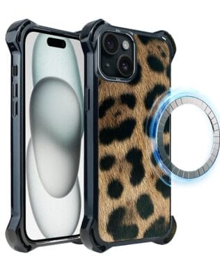 Etui do iPhone 15 Plus IBIZU DropGuard Ultra z MagSafe, Zew Natury, Lampart