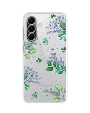 Etui do Samsung Galaxy A56 5G przeźroczyste, silikonowe Flexi, fioletowe kwiatki
