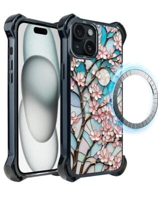 Etui do iPhone 15 Plus IBIZU DropGuard Ultra z MagSafe, Barwy Szkła, Księżycowa Wiśnia