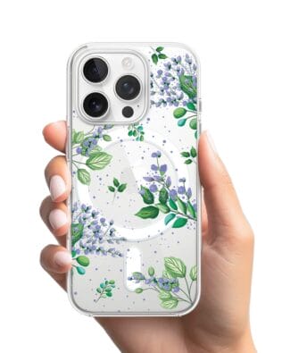 Etui do iPhone 13 Pro Max z MagSafe przeźroczyste, silikonowe Flexi, fioletowe kwiatki