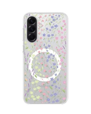 Etui do Samsung Galaxy A56 5G z MagSafe przeźroczyste, silikonowe Flexi, kwiaty polne