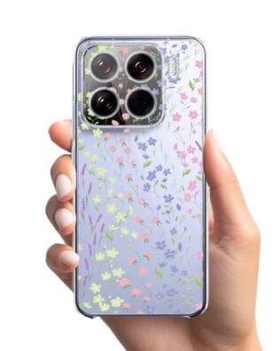 Etui do Xiaomi 15 przeźroczyste, silikonowe Flexi, kwiaty polne