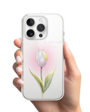 Etui do iPhone 13 Pro przeźroczyste, silikonowe Flexi, kwiaty, tulipan