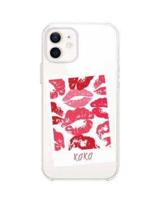Etui do iPhone 12 przeźroczyste, silikonowe Flexi, pocałunki, polaroid