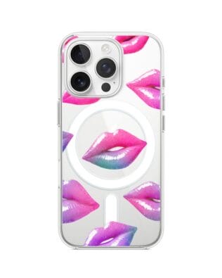 Etui do iPhone 14 Pro z MagSafe przeźroczyste, silikonowe Flexi, hologramowe usta