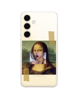 Etui do Samsung Galaxy S25 Plus przeźroczyste, silikonowe Flexi, Mona Lisa z lizakiem