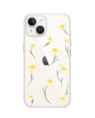 Etui do iPhone 14 Plus przeźroczyste, silikonowe Flexi, stokrotki
