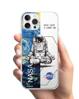 Etui do iPhone 12 Pro Max przeźroczyste, silikonowe Flexi, Keep Calm in Cosmos