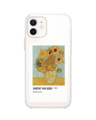 Etui do iPhone 12 Mini przeźroczyste, silikonowe Flexi, słoneczniki Van Gogh