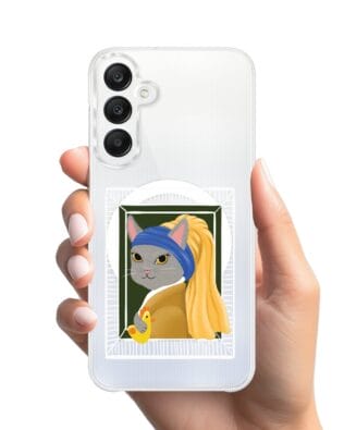 Etui do Samsung Galaxy A25 5G z MagSafe przeźroczyste, silikonowe Flexi, kotek z kurczakiem