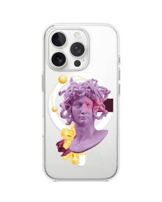 Etui do iPhone 15 Pro Max z MagSafe przeźroczyste, silikonowe Flexi, antyczna figura