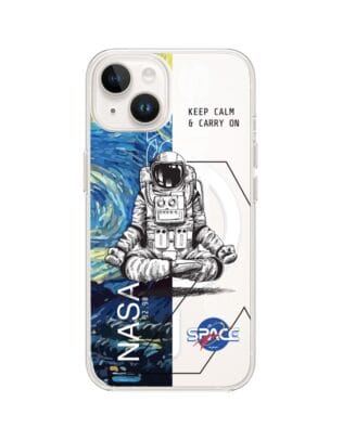 Etui do iPhone 13 Mini z MagSafe przeźroczyste, silikonowe Flexi, Keep Calm in Cosmos
