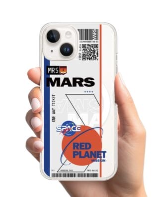 Etui do iPhone 14 z MagSafe przeźroczyste, silikonowe Flexi, bilet na Mars