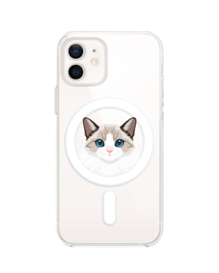 Etui do iPhone 12 z MagSafe przeźroczyste, silikonowe Flexi, kot birmański