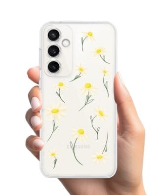 Etui do Samsung Galaxy S23 Plus przeźroczyste, silikonowe Flexi, stokrotki