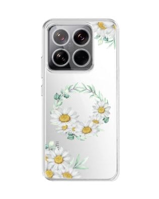 Etui do Xiaomi 14 Pro przeźroczyste, silikonowe Flexi, wianek stokrotek