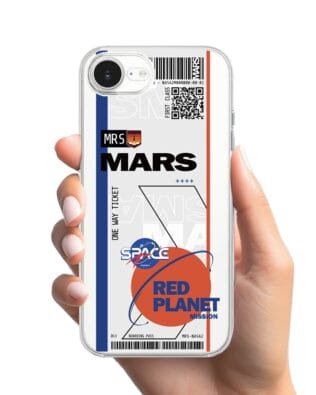 Etui do iPhone 16e przeźroczyste, silikonowe Flexi, bilet na Mars