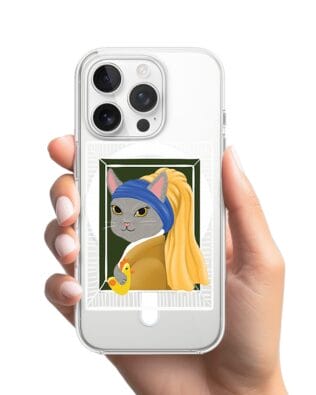 Etui do iPhone 16 Pro z MagSafe przeźroczyste, silikonowe Flexi, kotek z kurczakiem