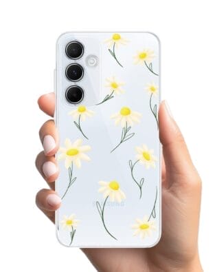 Etui do Samsung Galaxy A35 5G przeźroczyste, silikonowe Flexi, stokrotki