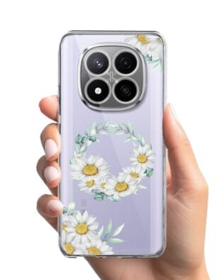 Etui do Xiaomi Redmi Note 14 Pro Plus 5G przeźroczyste, silikonowe Flexi, wianek stokrotek