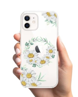 Etui do iPhone 12 przeźroczyste, silikonowe Flexi, wianek stokrotek