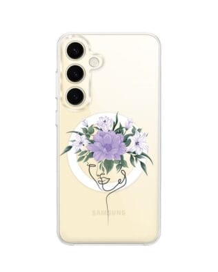Etui do Samsung Galaxy S24 Plus z MagSafe przeźroczyste, silikonowe Flexi, kobieta z kwiatami