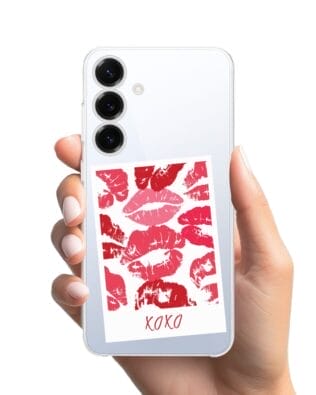 Etui do Samsung Galaxy S25 przeźroczyste, silikonowe Flexi, pocałunki, polaroid