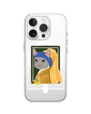 Etui do iPhone 16 Pro Max z MagSafe przeźroczyste, silikonowe Flexi, kotek z kurczakiem