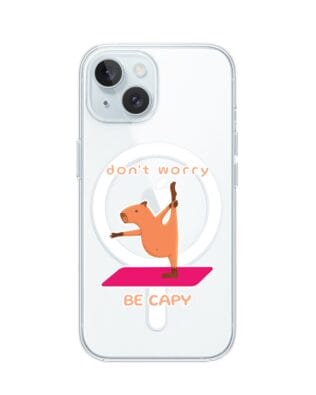 Etui do iPhone 15 z MagSafe przeźroczyste, silikonowe Flexi, kapibara
