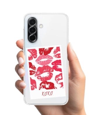 Etui do Samsung Galaxy A36 5G przeźroczyste, silikonowe Flexi, pocałunki, polaroid