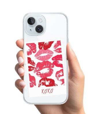 Etui do iPhone 15 z MagSafe przeźroczyste, silikonowe Flexi, pocałunki, polaroid