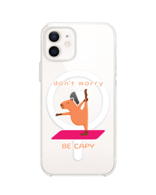 Etui do iPhone 12 Mini z MagSafe przeźroczyste, silikonowe Flexi, kapibara