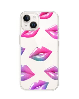 Etui do iPhone 13 przeźroczyste, silikonowe Flexi, hologramowe usta