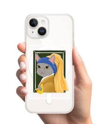 Etui do iPhone 13 z MagSafe przeźroczyste, silikonowe Flexi, kotek z kurczakiem