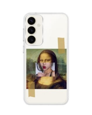 Etui do Samsung Galaxy S23 FE 5G z MagSafe przeźroczyste, silikonowe Flexi, Mona Lisa z lizakiem