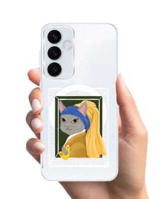 Etui do Samsung Galaxy A35 5G z MagSafe przeźroczyste, silikonowe Flexi, kotek z kurczakiem